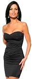 Sexy Fitted Strapless Ruched Evening Club Party Womens Mini Dress, Large, Black
