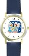 Two Angel Carolers - Cherub, Angel or Cupid Theme - WATCHBUDDY&reg; DELUXE TWO-TONE THEME WATCH - Arabic Numbers - Blue Leather Strap-Size-Large ( Men's Size or Jumbo Women's Size )