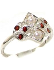 VINTAGE design 925 Solid Sterling Silver Natural Garnet & Pearl Ring - Finger Sizes 4 to 12 Available