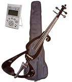 Music Basics Electric Violin Complete Kit with Free Tuner - Black 4/4 Full Size (VLN-E10-Black 4/4)