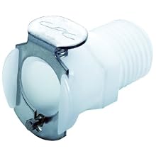 Colder Acetal Tube Fitting, Coupler, Shutoff, In-Line, Coupler x NPT Male