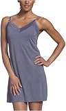 Intimo Women's Soft Knit Sleep Chemise with Lace, Denim Heather, Medium
