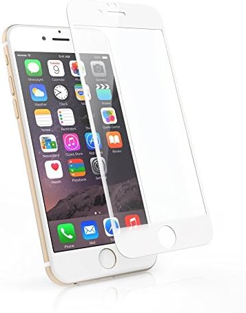 iPhone 6 Screen Protector: Full Screen Premium Tempered Glass Screen Protector Perfect Fit for iPhone 6 4.7 inch (White, for Silver/Gold iPhone)