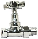 Plumb-Pak Towel Radiator Valve Chrome 15mm x 1/2' Straight with Cross Head