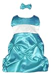 fancy infants dresses-Infant Fancy Dress Turquoise Satin Puckered (3M to 24M) - SIZE M