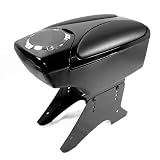 Black Leather Center Console Armrest Big Sorage with Two Cup Holder Armrest Universal... 