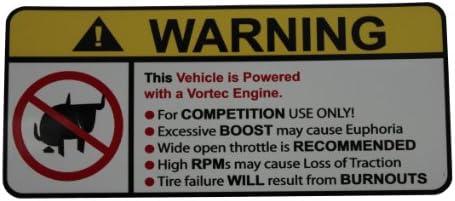 Vehicle Vortec Engine No Bull, Warning decal, sticker