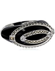 Judith Jack "Sparkles" Sterling Silver, Marcasite and Onyx Ring, Size 8
