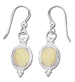 Solid Sterling Silver Yellow Jasper Earrings