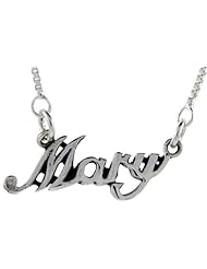 Sterling Silver MARY Name Necklace 3/8 inch, 17 inches long