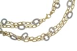 14K Two Tone Oval and Circle Link Necklace