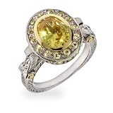 Designer Inspired Oval Cut Canary CZ Vintage Style Ring