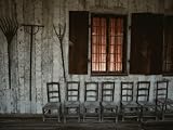 415 ixGUY1L. SL160  Porch of the Bolduc House Museum with Antique Chairs and Rakes Photographic Poster Print, 18x24
