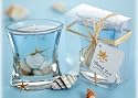 Seashells Gel Candle in Clear Gift Box with Raffia Tie and Thank You Tag (Set of 32)