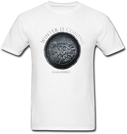ZHOGIFU Men's Game of Thrones Winter Is Coming Circle T-shirt White S