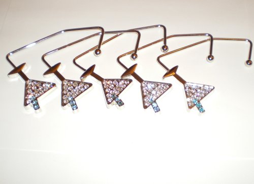 5 Crystal Martini Purse Hooks