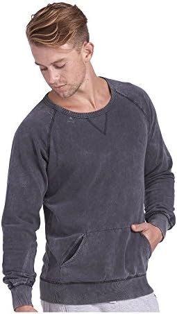 Vintage Crewneck Sweatshirt Burnout 100% Cotton Ringspun Fleece S-2XL (Large, Vintage Black)