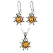 Certified Genuine Honey Amber and Sterling Silver Flaming Sun Set, 18"