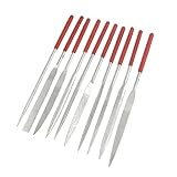 uxcell ダイヤモンドニードルヤスリセット　10個入り 　レッド　シルバートーン　ダイヤモンド　メタル　プラスチック
