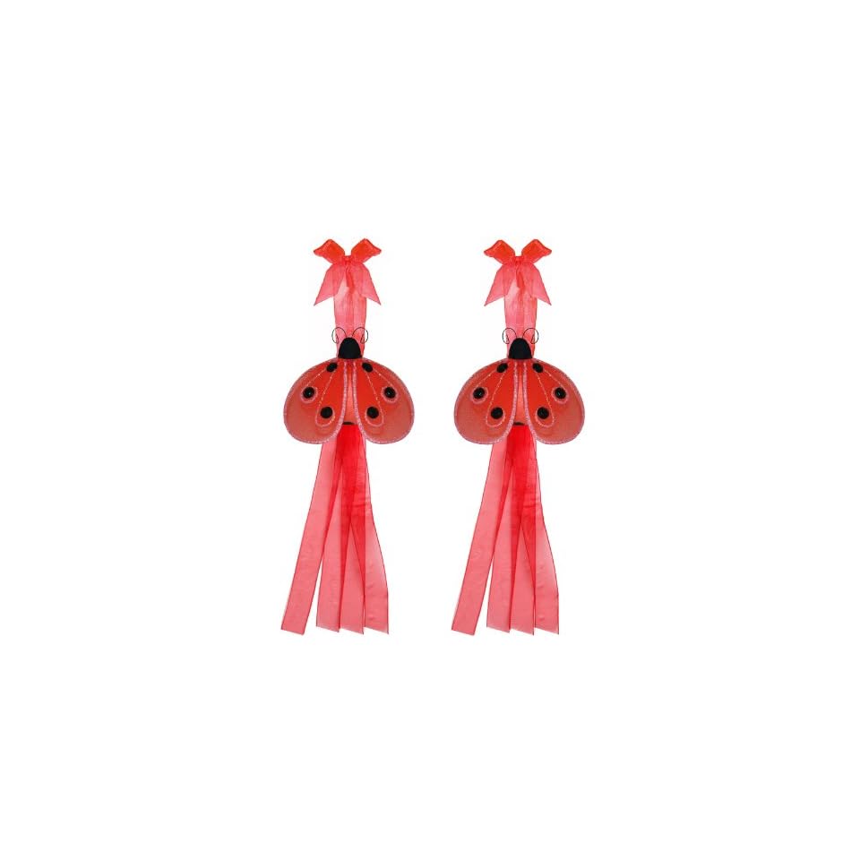 Ladybug Tiebacks Red Black Shimmer Nylon Ladybugs Tieback Pair