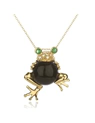 Frog Pendant with Balck Onxy-18"
