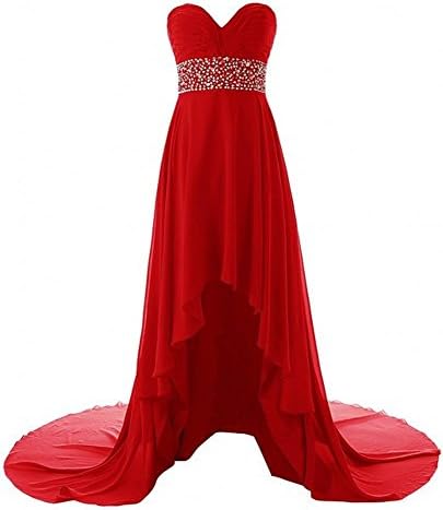 Vantop Dress Women's Chiffon Bridesmaid Evening Party Ball Gown Prom Dress Red US6