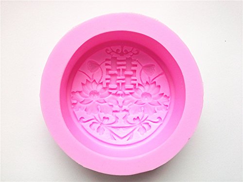 Wocuz W0070 Chinese Character Double Happiness Pattern Silicone Candle Making Mold Soap Mold DIY Craft Mould Cake Top Decoration