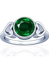 18K White Gold Round Cut Emerald Womens Astrological Ring (GIA Certificate)