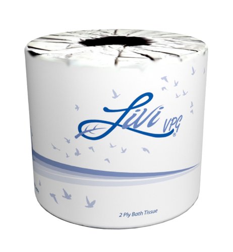 Solaris Paper 21547 Livi VPG Leaf Embossed Bath Tissue, 2 Ply, 4.09" x 3.75", 500 Sheets Per Roll, White (Pack of 80)
