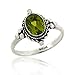 Silver GENUINE PERIDOT STONE BALI BEAD OVAL RING