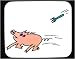 Decorated Mouse Pad with fear, running, fork, chasing, pig