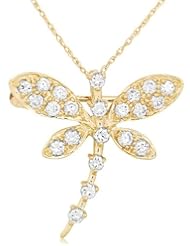 10k Yellow Gold Cubic Zirconia Dragonfly Brooch/Pendant
