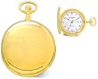 Pocket Watch - 14k Gold-plated Black Numerals White Dial with Date Pocket Watch