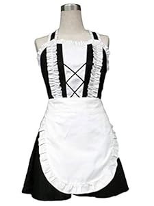 TOMSUIT Cosplay Sleeveless Halter French Maid Adult Halloween Costumes, L