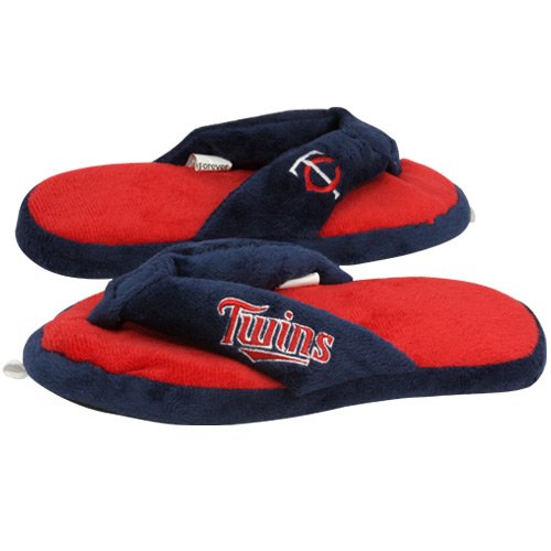 Minnesota Twins Ladies Navy Blue-Red Plush Thong Slippers (X-Large)