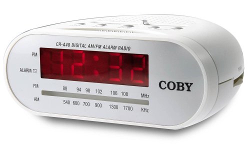 Coby Electronics CRA48 Digital AM FM Alarm Clock Radio - White Coby Electronics CRA48 Digital AM FM Alarm Clock Radio - White