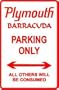 PLYMOUTH BARRACUDA PARKING sign st car