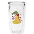 Whimsical Christmas Bell 12 oz Slimline Insulated Beverage Tumbler, Clear