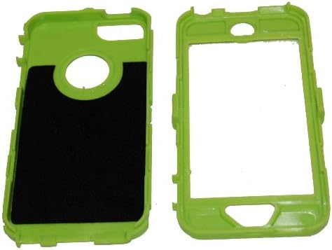 BeautyChase(TM) Iphone 5/Iphone 5S Defender Body Armor Case Black on Green Comparable to Otterbox Defender Series