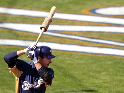Oakland Athletics v Milwaukee Brewers, PHOENIX, AZ - MARCH 03: Ryan Braun Photographic Poster Print by Christian Petersen, 12x16