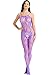 Amoretu Womens Straps Lingerie Lace Bodysuits Crotchless Bodystocking Violet