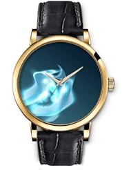 SPRAWL Aanalog Fashion Series Gold Ladies Watches of Genuine Black Leather Strap,Unique Wrist Watch for Women Girls Designed with Wave shaped shiny blue spot light