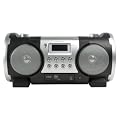 K�nig HAV-PRCD20 Tragbares Stereo Radio (CD-/MP3-Player, 13 Watt, SD-Kartenslots, USB 2.0) schwarz/silber
