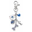 Blue Crystal Dog Bone Handbag Charm Keychain
