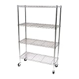 Seville Classics SHE15363 14-Inch by 36-Inch by 54-Inch Dura Style Shelves with Wheels, Chrome