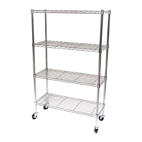 Seville Classics SHE15363 14-Inch by 36-Inch by 54-Inch Dura Style Shelves with Wheels, Chrome
