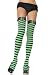 Striped Thigh High Nylon Stocking with Belt Buckle Top