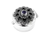 Genuine Marcasite and Synthetic Amethyst Flower Pillbox Sterling Silver Box - B00023JT70