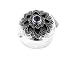 Genuine Marcasite and Synthetic Amethyst Flower Pillbox Sterling Silver Box