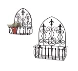 Set of 2 Hanging European Style Fleur-De-Lis Plant Baskets